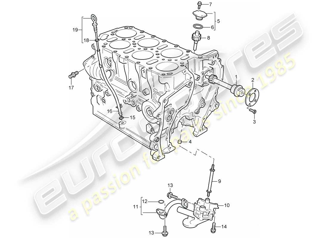 porsche 2003 (cayenne e1 9pa) diagrama de piezas de la bomba de aceite