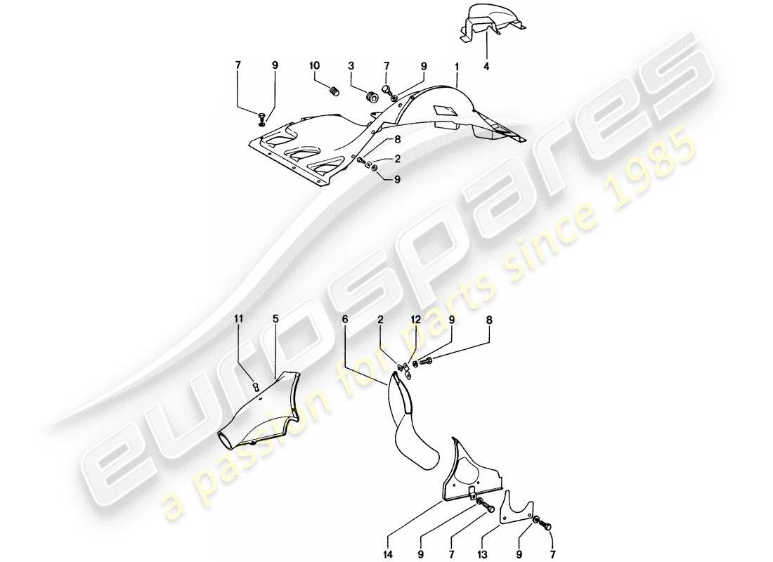 porsche 1972 (914) diagrama de piezas del conducto de aire
