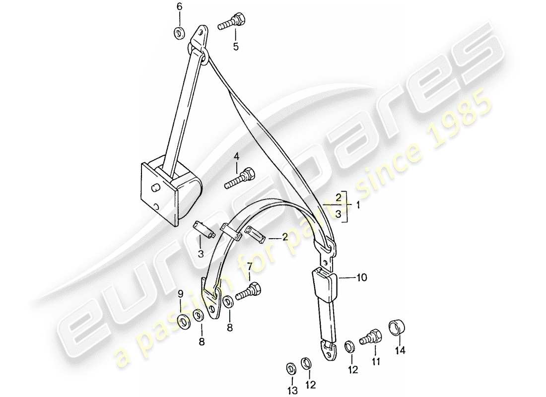 porsche 1987 (928) cinturón de seguridad - automático diagrama de piezas