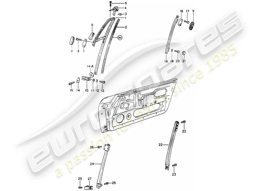 porsche 1990 (964) marco de la ventana diagrama de piezas