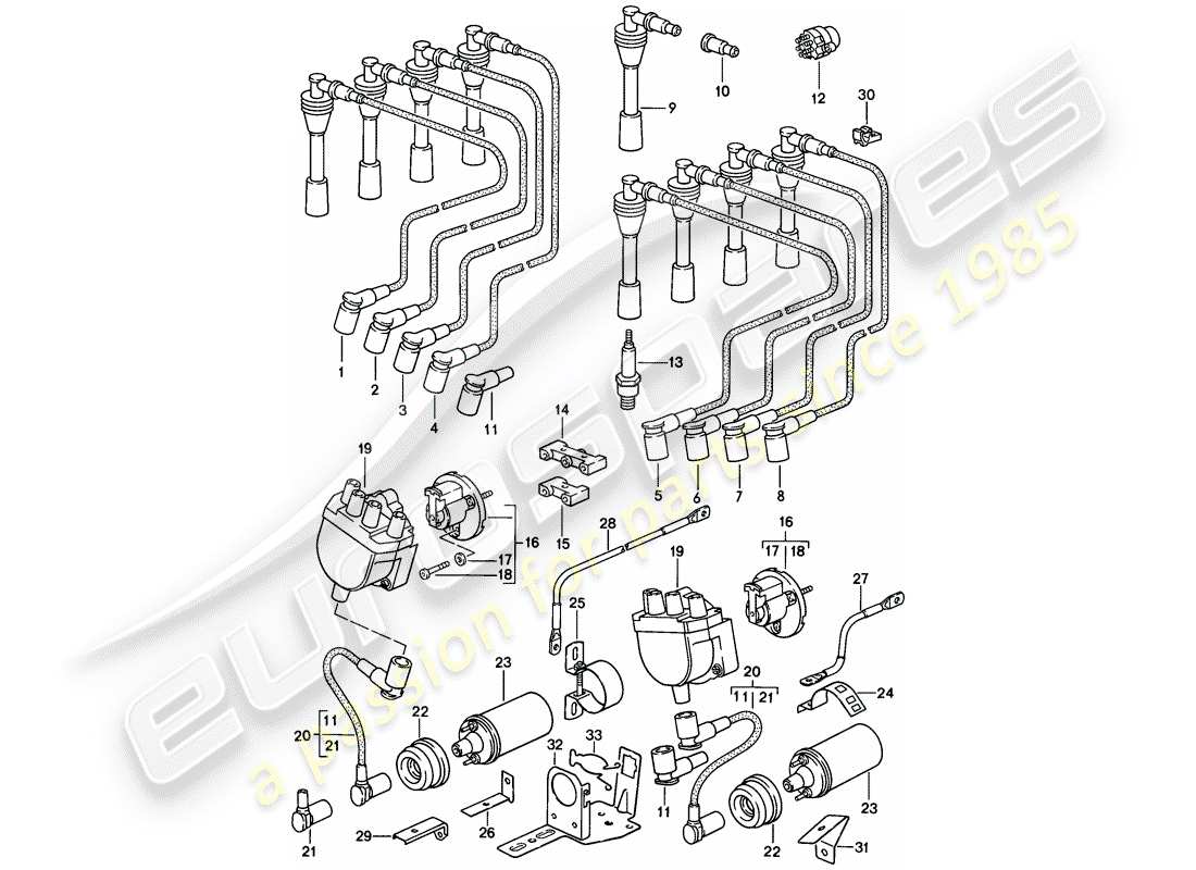porsche 1983 (928) electricidad del motor diagrama de piezas