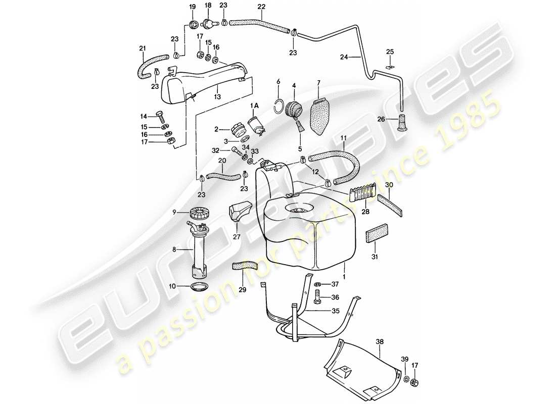 porsche 1982 (928) depósito de combustible diagrama de piezas