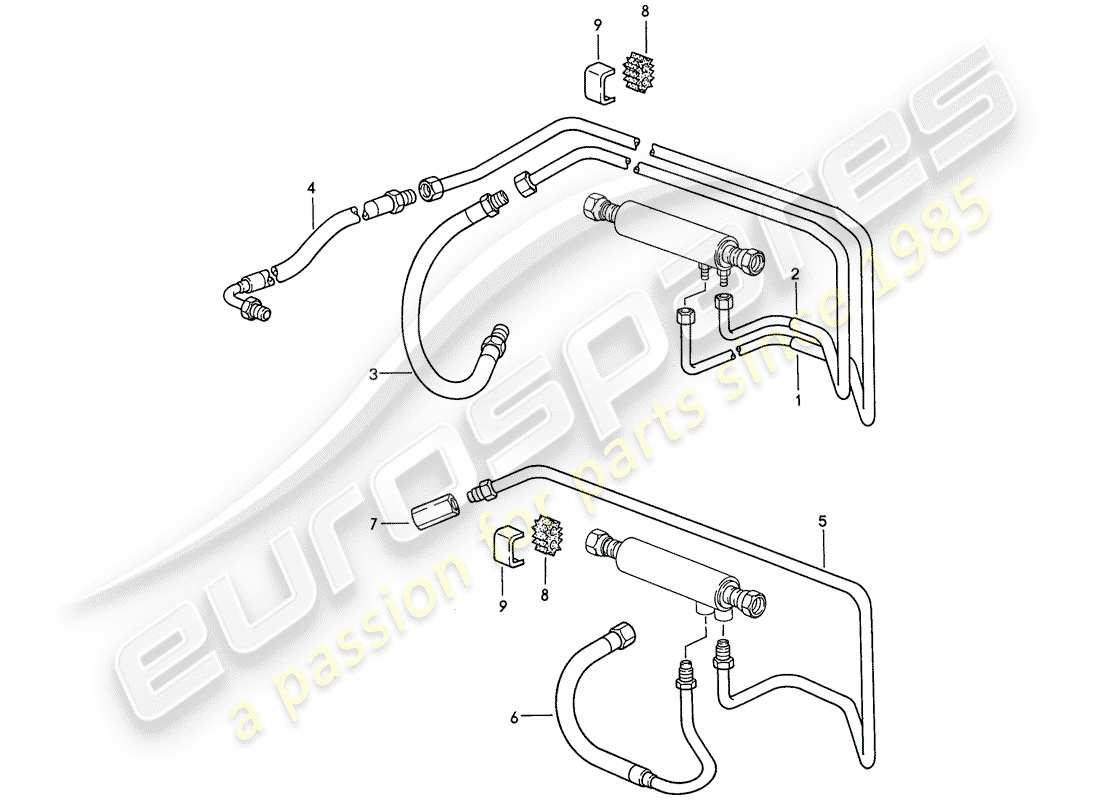 porsche 1986 (928) enfriamiento de combustible diagrama de piezas
