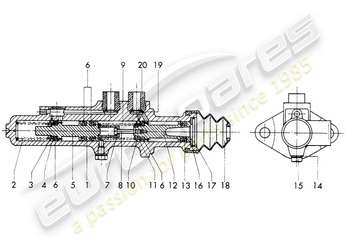porsche 911/912 (1968) cilindro maestro de freno - piezas únicas - d - mj 1968>> - mj 1968 diagrama de piezas