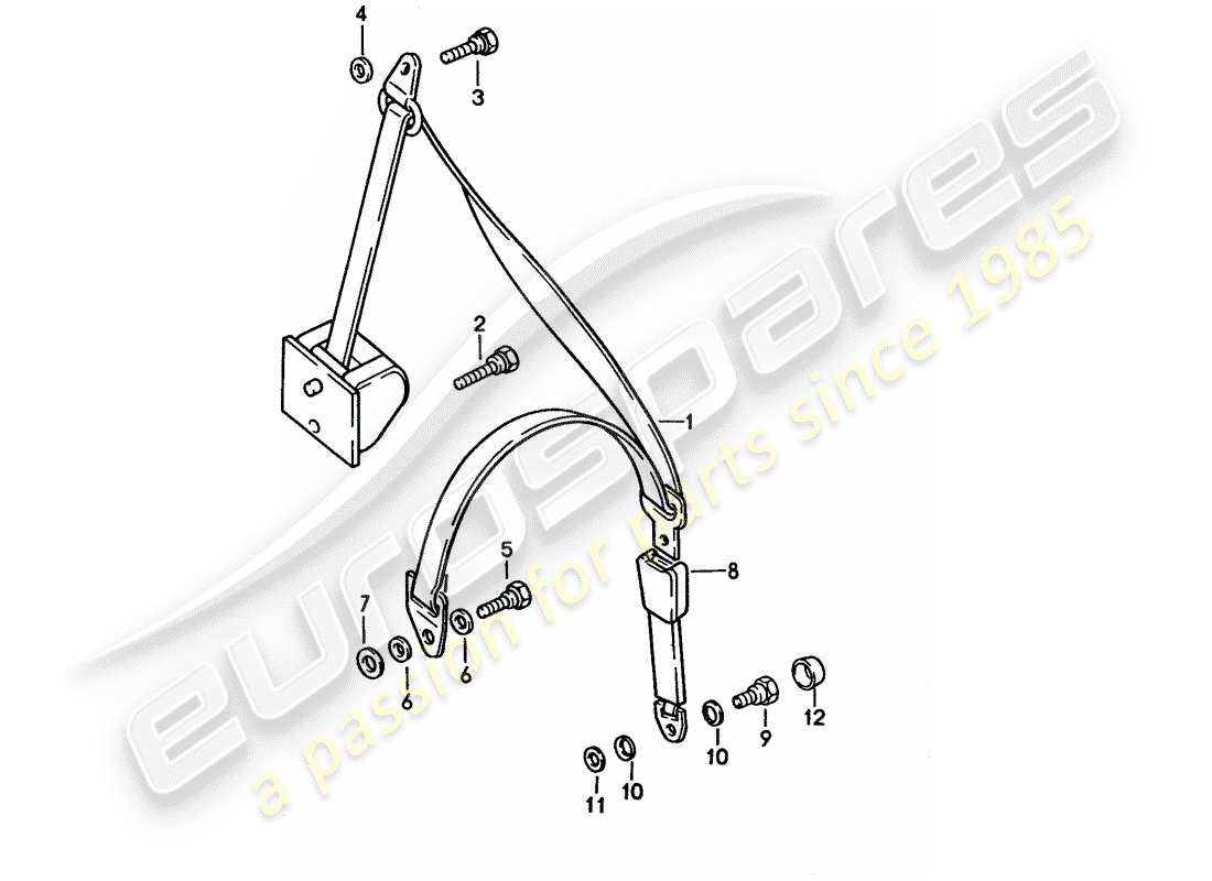 porsche 1992 (928) cinturón de seguridad diagrama de piezas