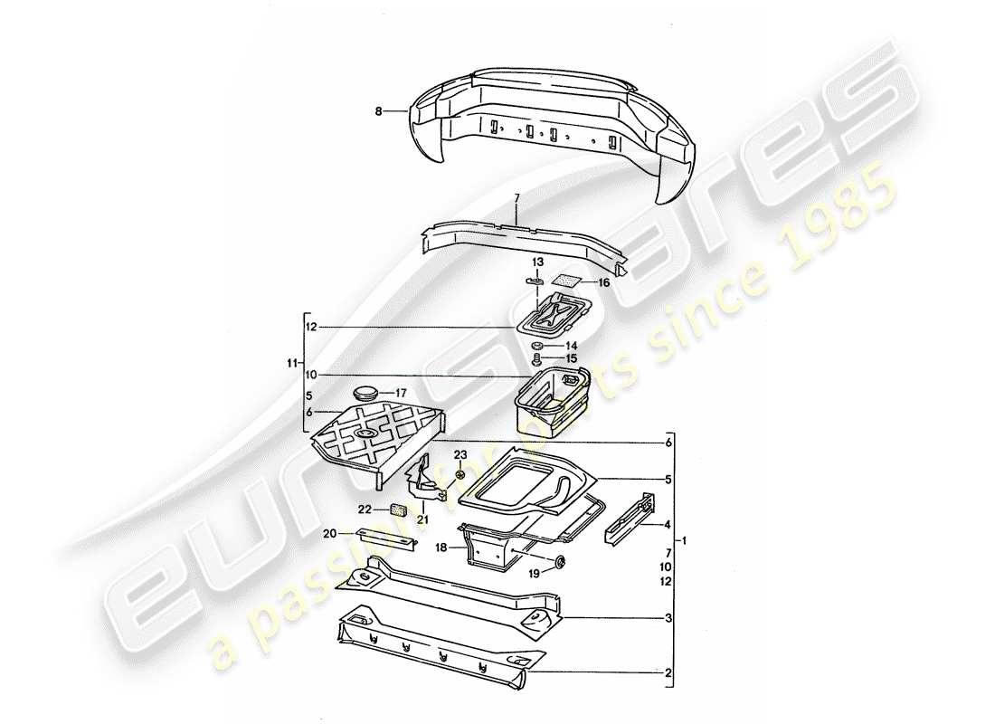 porsche 1992 (928) marco - diagrama de piezas del extremo trasero