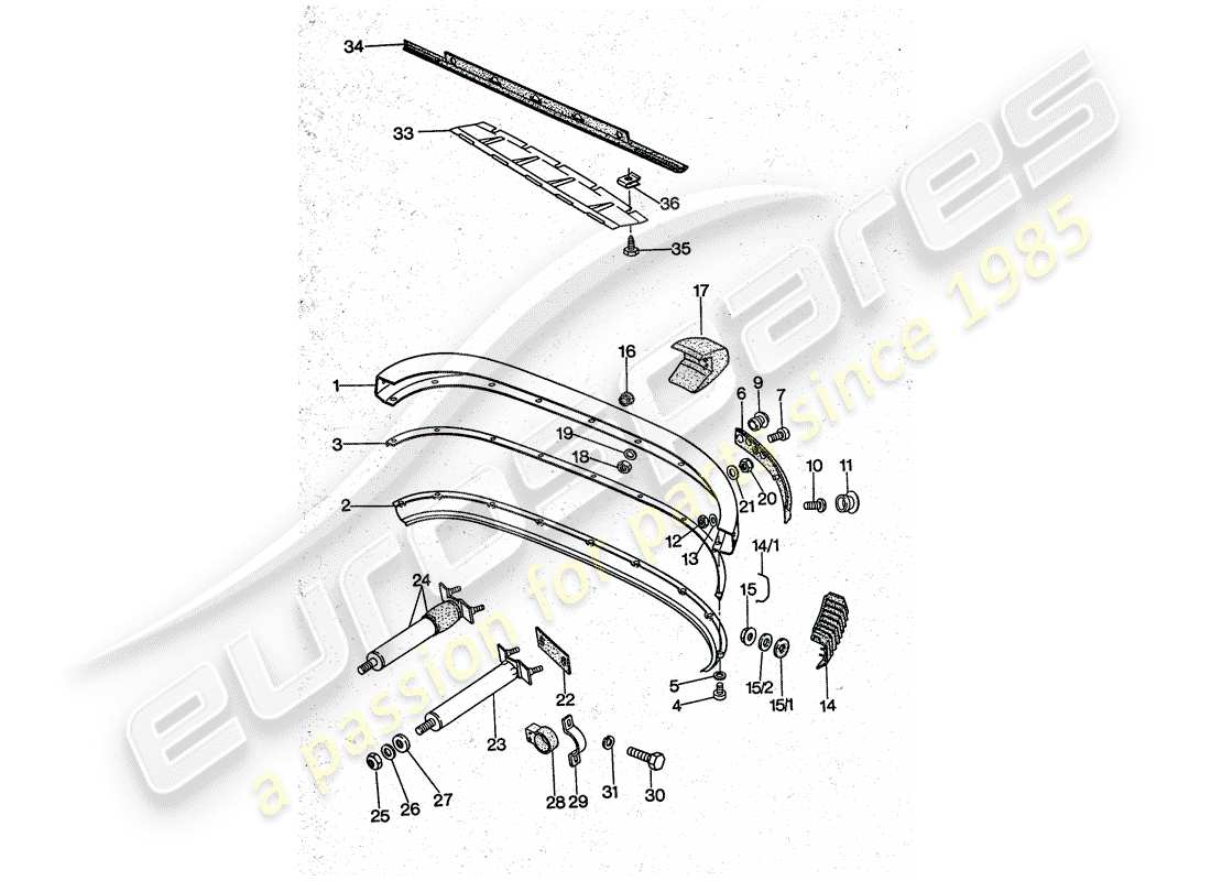 porsche 1977 (911 turbo) parachoque diagrama de piezas