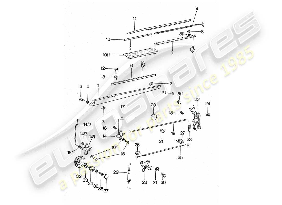 porsche 1975 (911 turbo) piezas de instalación - para - puerta diagrama de piezas