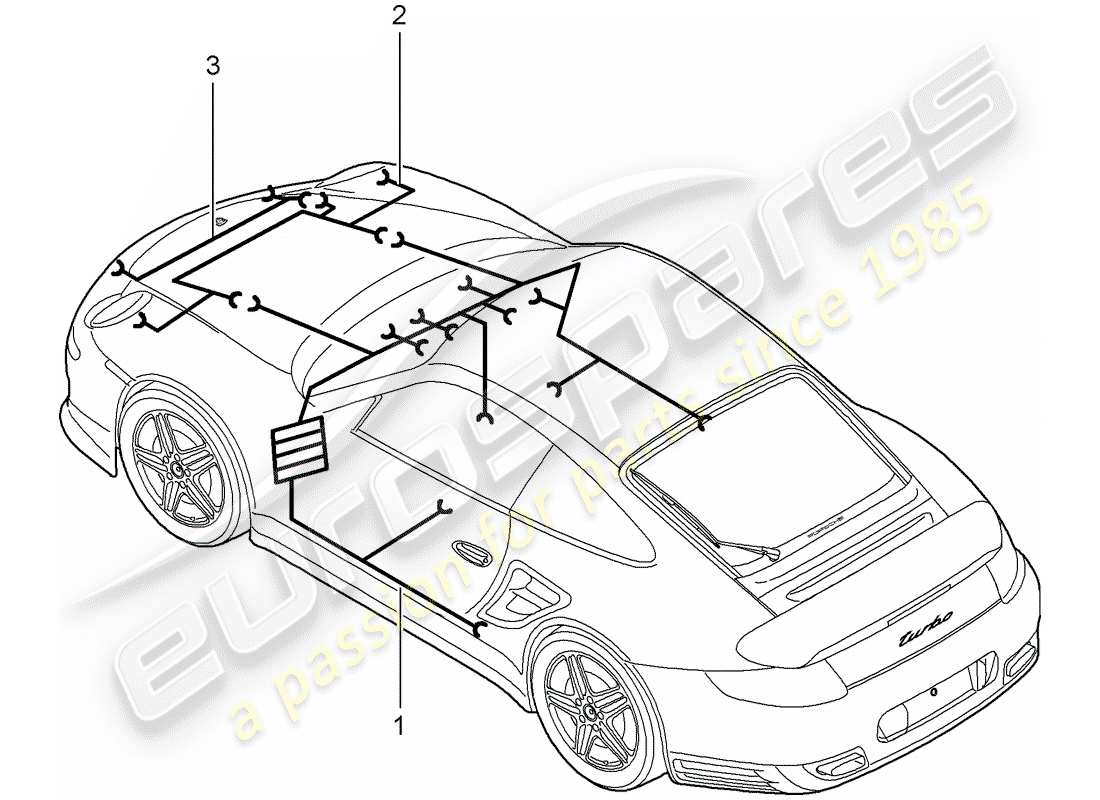 porsche 2008 (997-1 turbo / gt2) cableando arneses diagrama de piezas