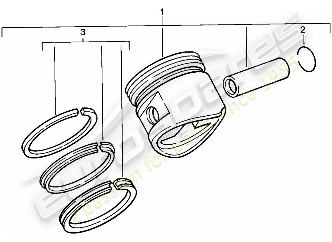 porsche 1988 (944) pistón - aros de pistón diagrama de piezas