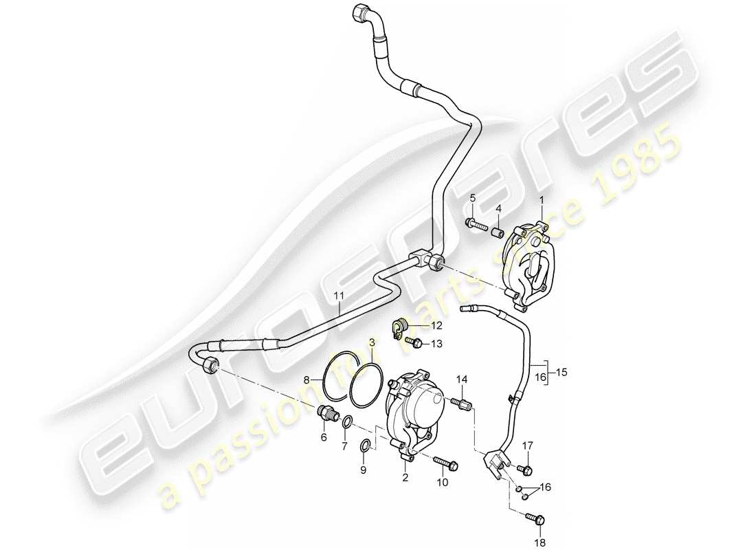 porsche 2009 997-2 turbo / gt2 diagrama de piezas de suministro de aceite