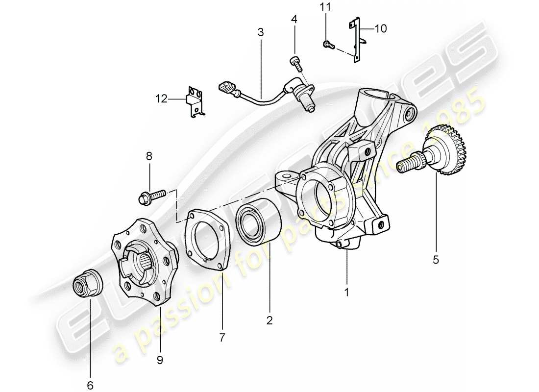 porsche 997 gt3 (2011) diagrama de piezas del portador de ruedas