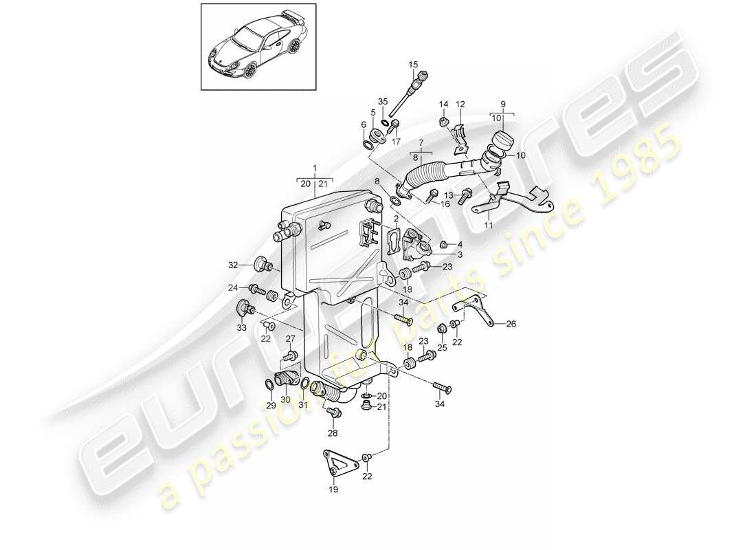 porsche 2011 (997-2 gt3) lubricación del motor diagrama de piezas