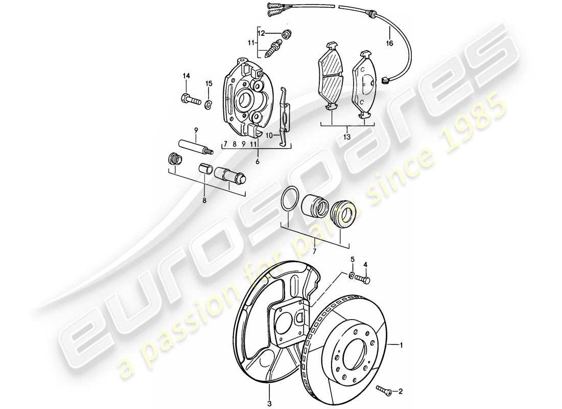 porsche 1979 (928) frenos de disco - eje delantero - pinza flotante - f 92-a0800 750>> - f 92-a0820 001>> diagrama de piezas