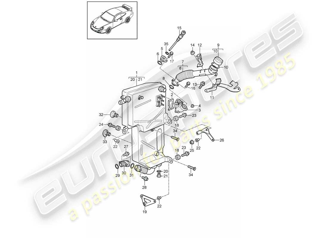 porsche 997 gt3 (2011) lubricación del motor diagrama de piezas