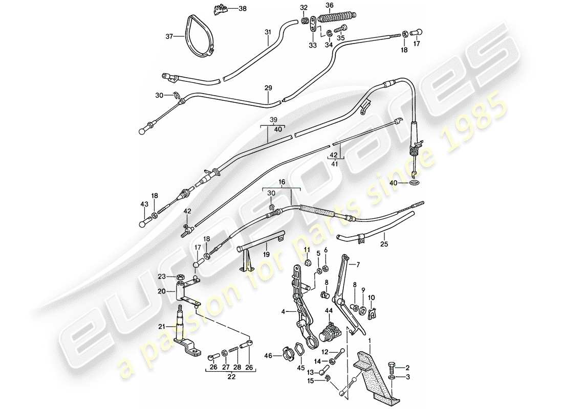 porsche 1983 (928) throttle control diagrama de piezas