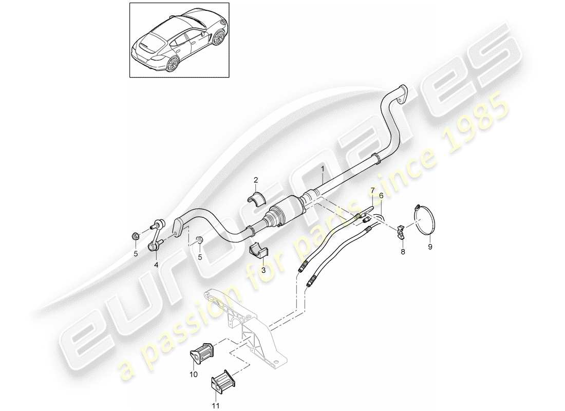 porsche 2015 (panamera 970) estabilizador diagrama de piezas