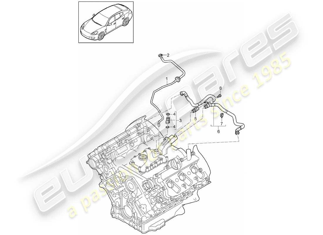porsche 2015 (panamera 970) breather line diagrama de piezas
