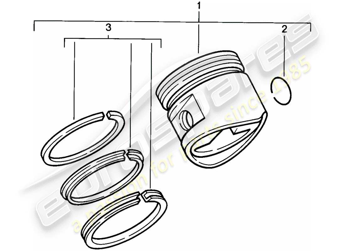 porsche 1983 (928) pistón - aros de pistón diagrama de piezas