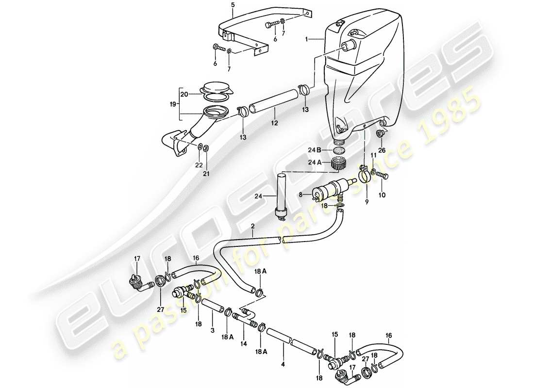 porsche 1980 (928) sistema arandela diagrama de piezas