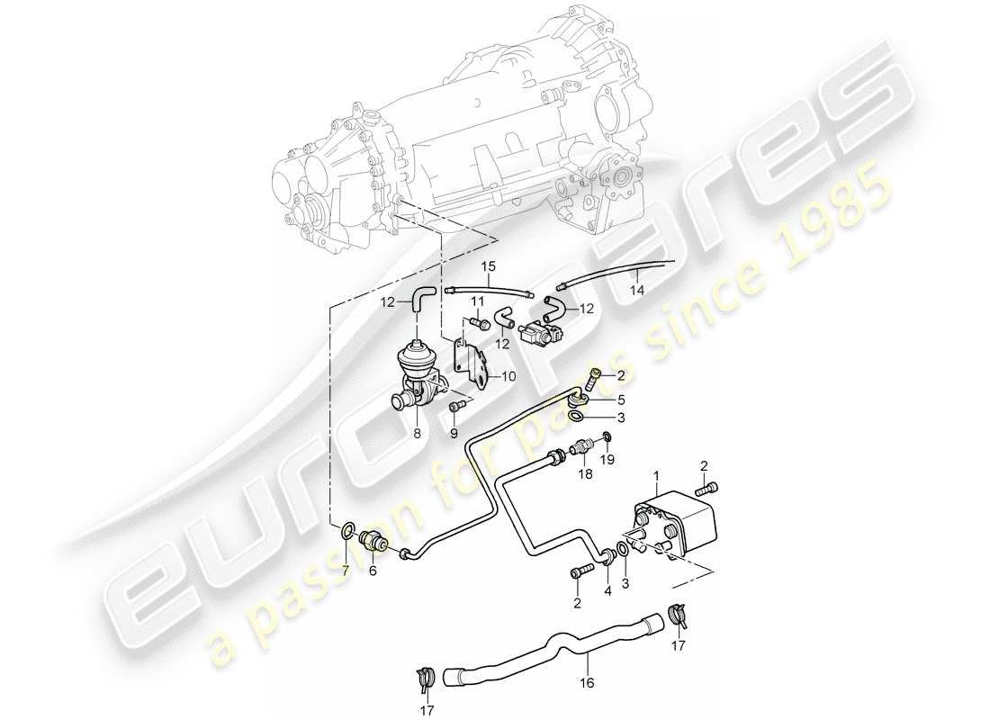 porsche 2000 (996) tiptronic - - enfriador de aceite de engranajes - línea de presión de aceite para - enfriamiento de aceite de engranajes - d - mj 2002>> diagrama de piezas