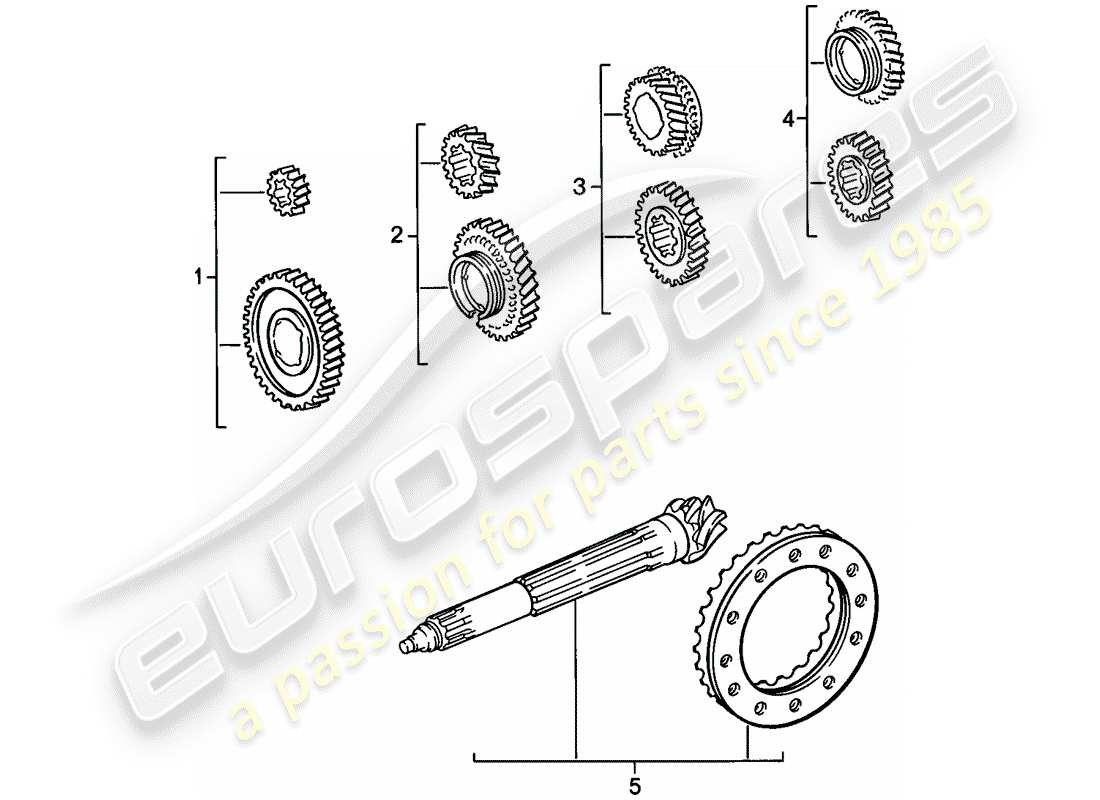 porsche 1986 (911) juegos de ruedas de engranaje - 4-speed diagrama de piezas