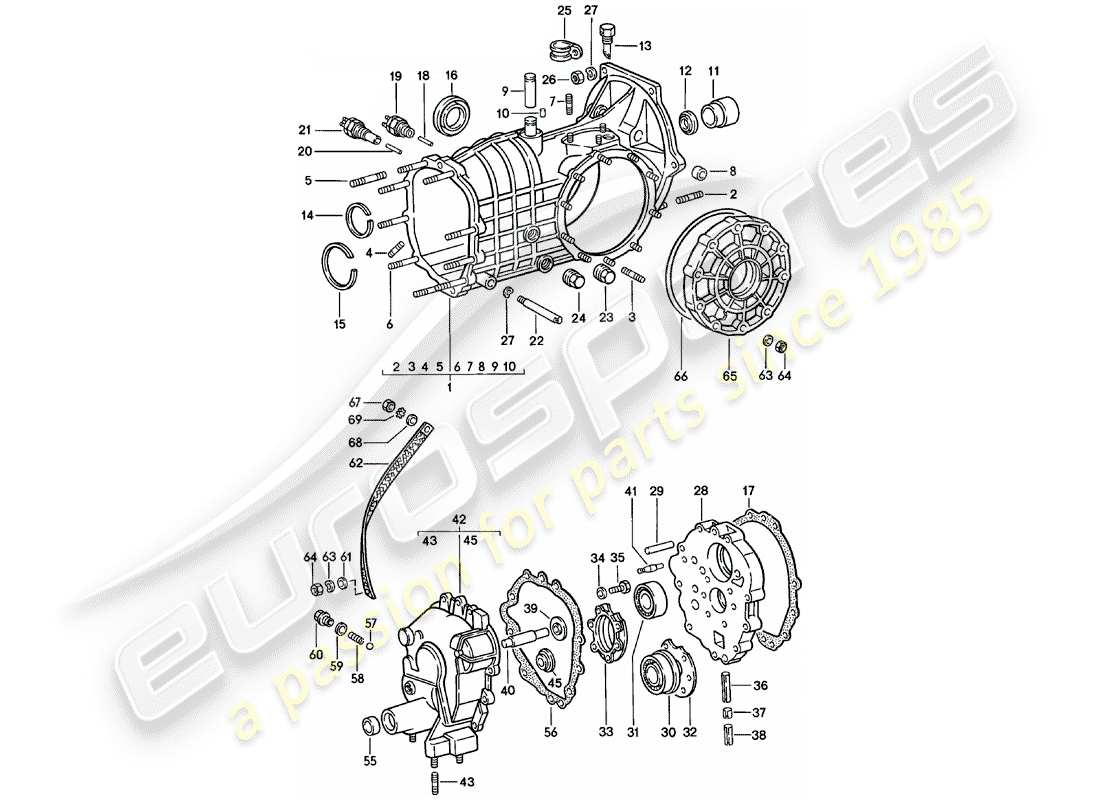 porsche 1981 (911) transmisión de reemplazo - caja de transmisión - spm diagrama de piezas