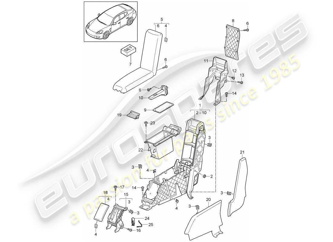 porsche 2014 (panamera 970) center console diagrama de piezas