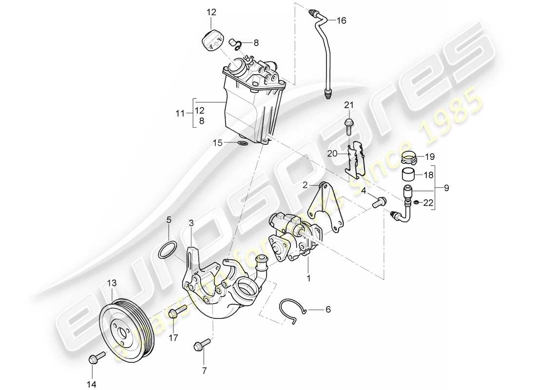 porsche 2009 997-2 turbo / gt2 diagrama de piezas de la dirección asistida