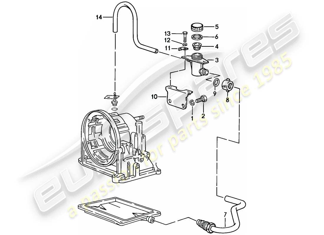 porsche 1987 (924s) entrada de aceite - transmisión automática diagrama de piezas
