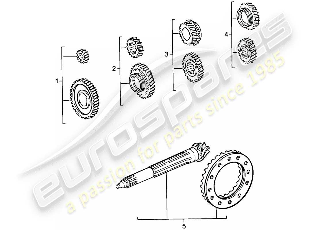 porsche 1987 (911) juegos de ruedas de engranaje - 4-speed diagrama de piezas