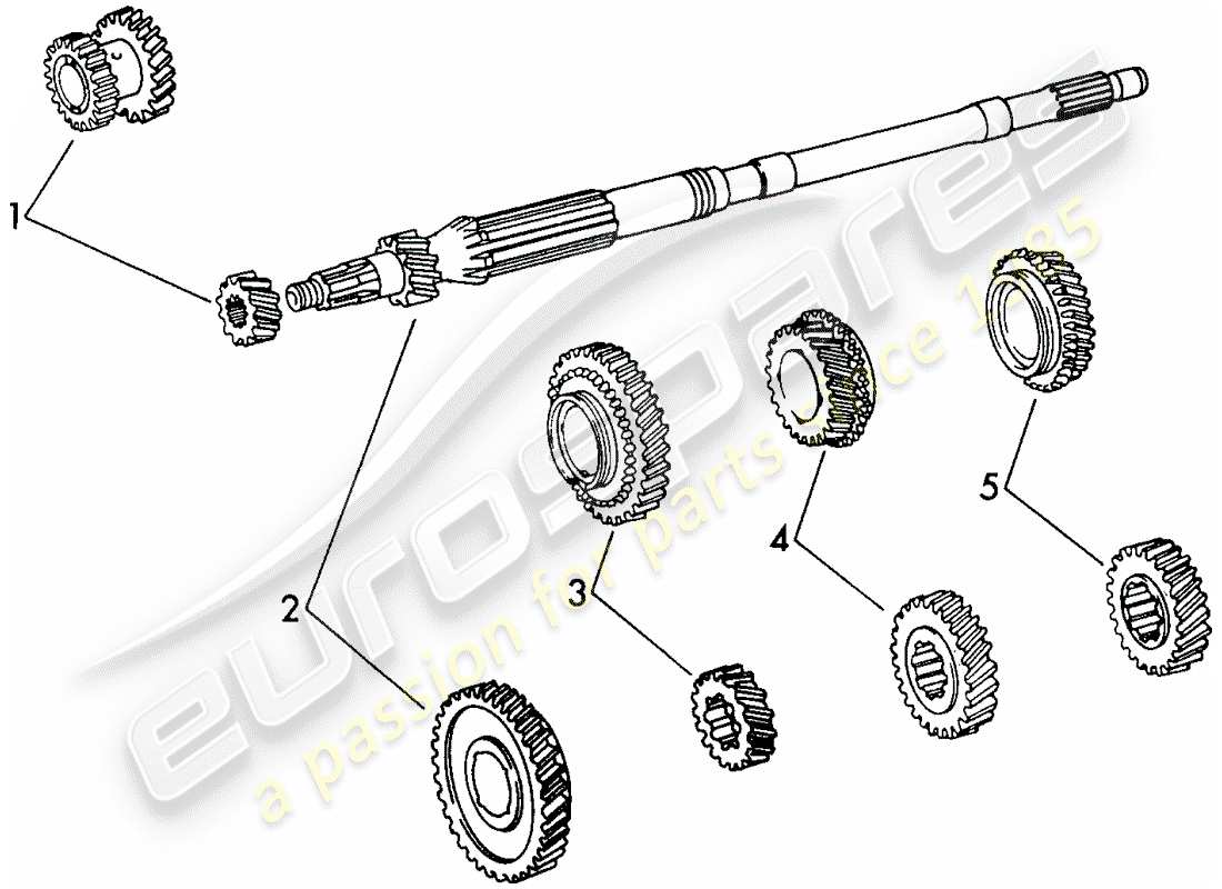 porsche 1973 (911) juegos de ruedas de engranaje - 4-speed - transmisión - d - mj 1972>> diagrama de piezas
