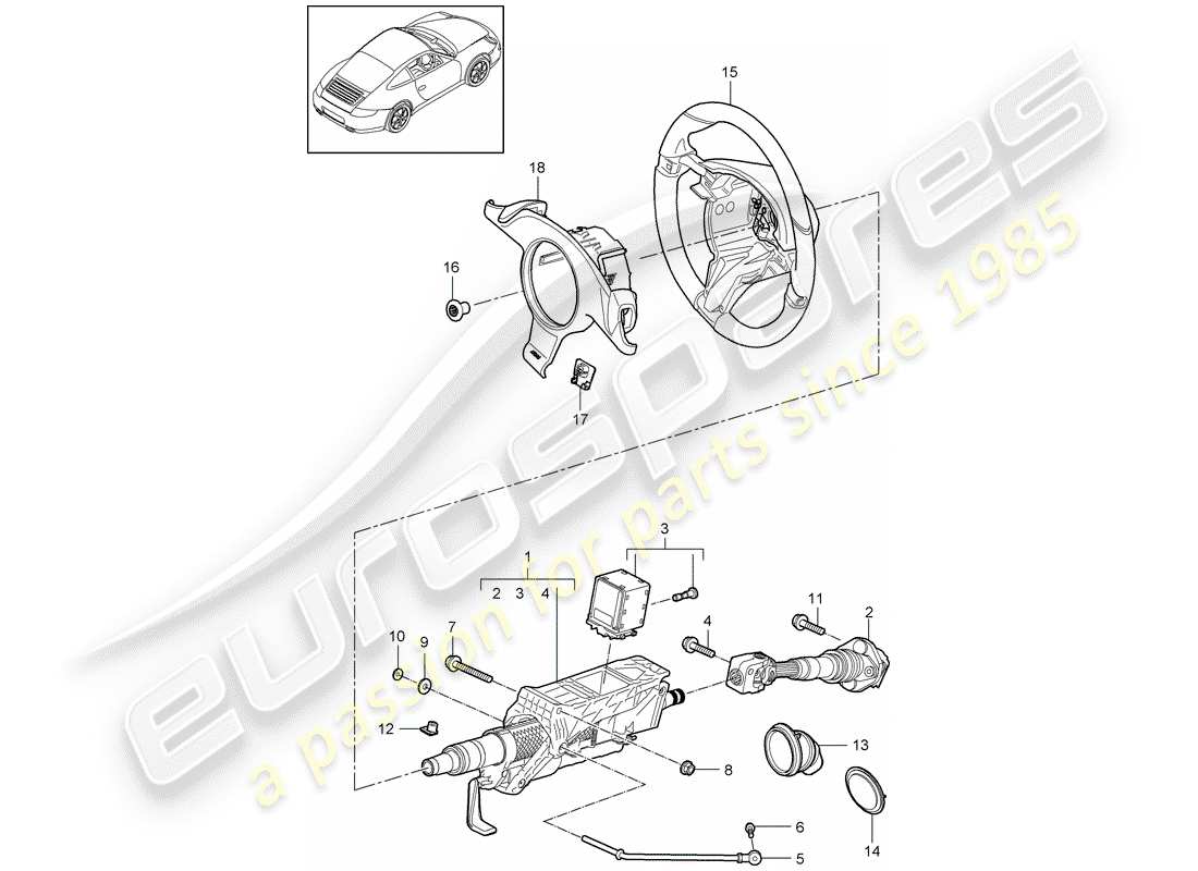 porsche 2012 (997-2) tubo protector de dirección diagrama de piezas