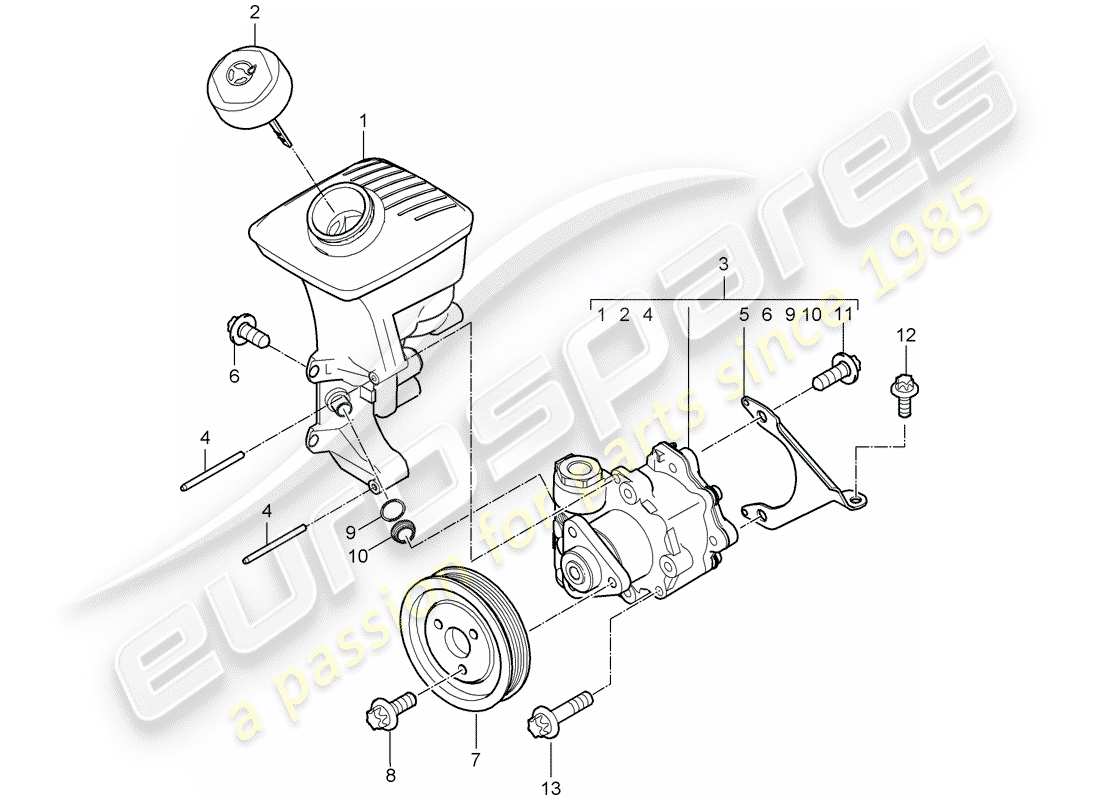 porsche 2009 (987 boxster) diagrama de piezas de la dirección asistida