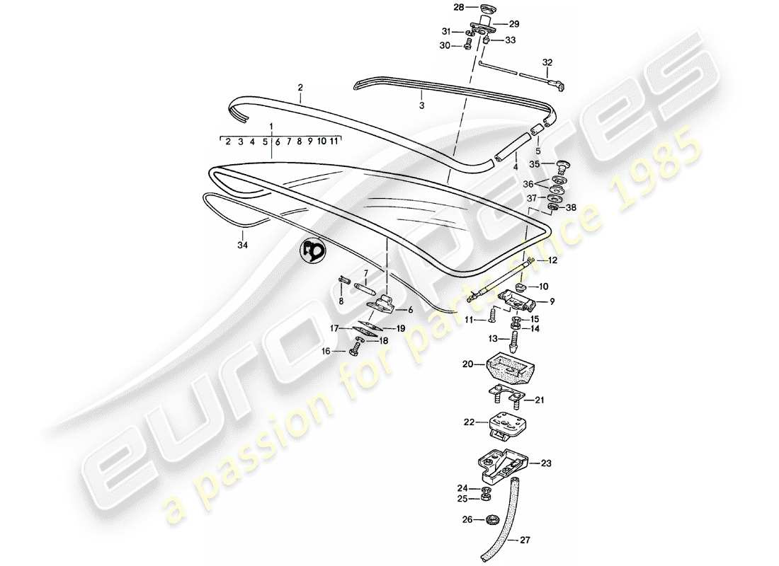 porsche 1983 (924) tapa del maletero trasero - sin: - spoiler diagrama de piezas