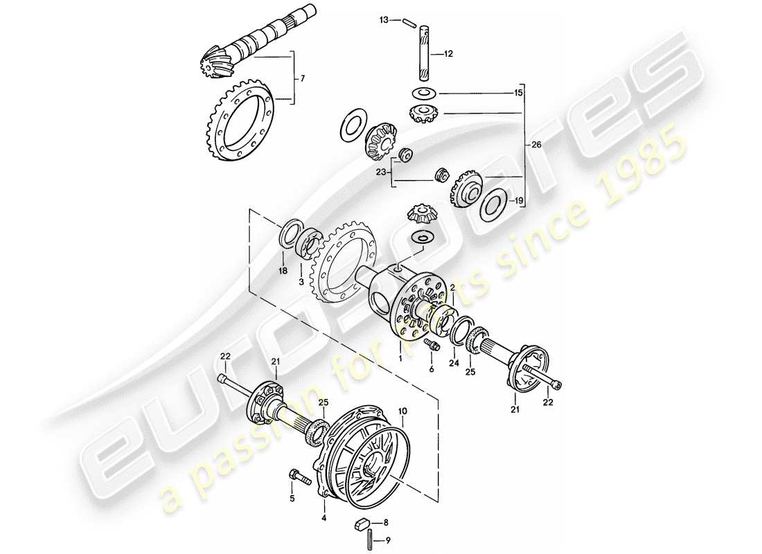 porsche 1979 (924) diferencial - 4-speed diagrama de piezas