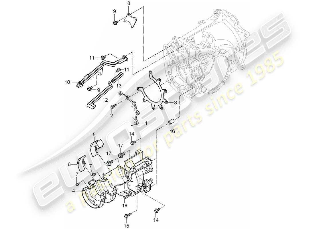 porsche 2005 (997-1) diagrama de piezas de engranajes y ejes