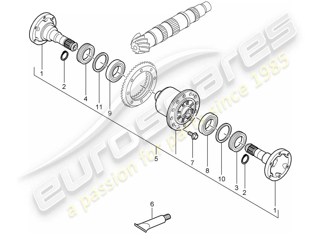 porsche 2005 (997-1) diagrama de piezas del kit de reparación