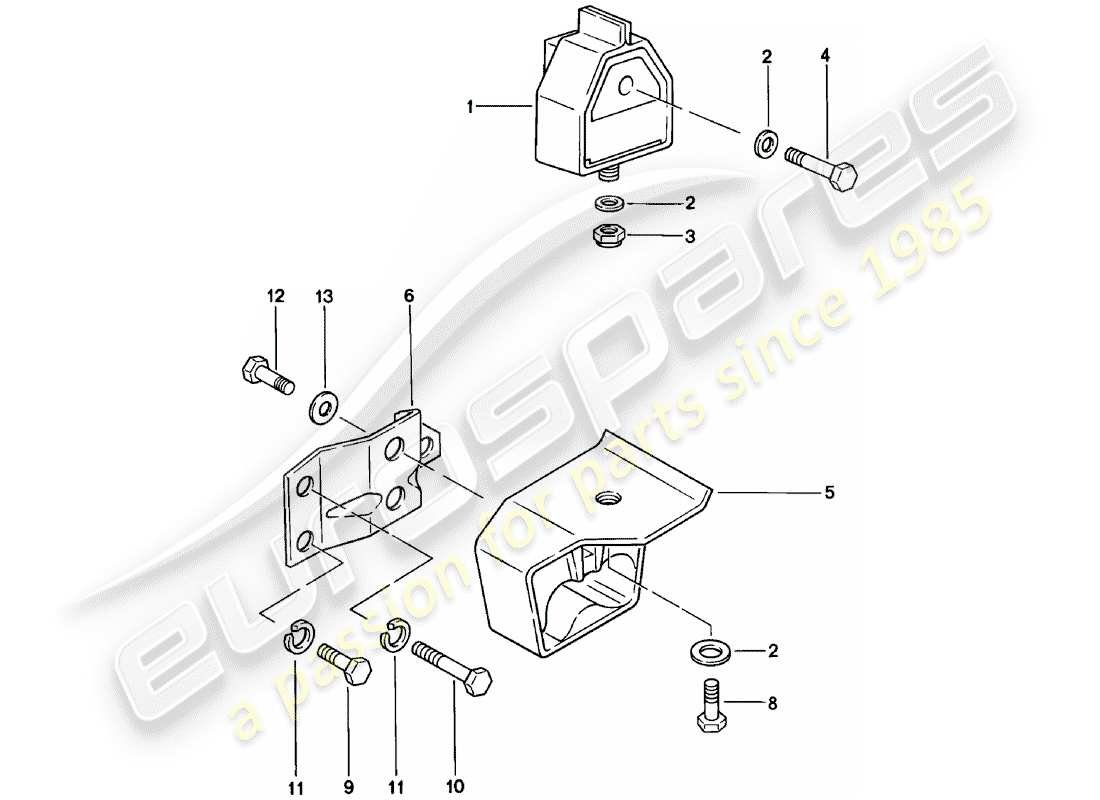 porsche 1982 (924) suspensión de la transmisión - caja de cambios manual diagrama de piezas