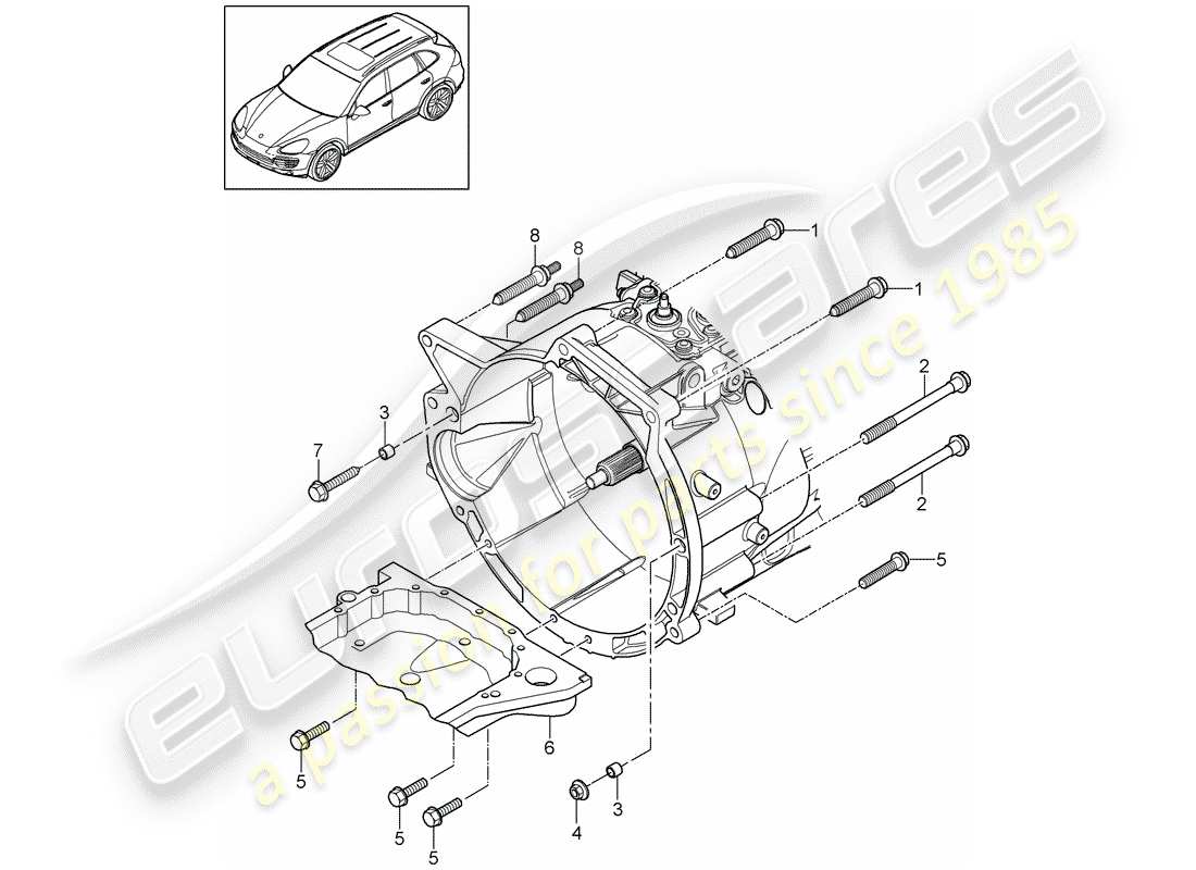 porsche 2016 (cayenne e2 92a) piezas de montaje para motor y diagrama de piezas