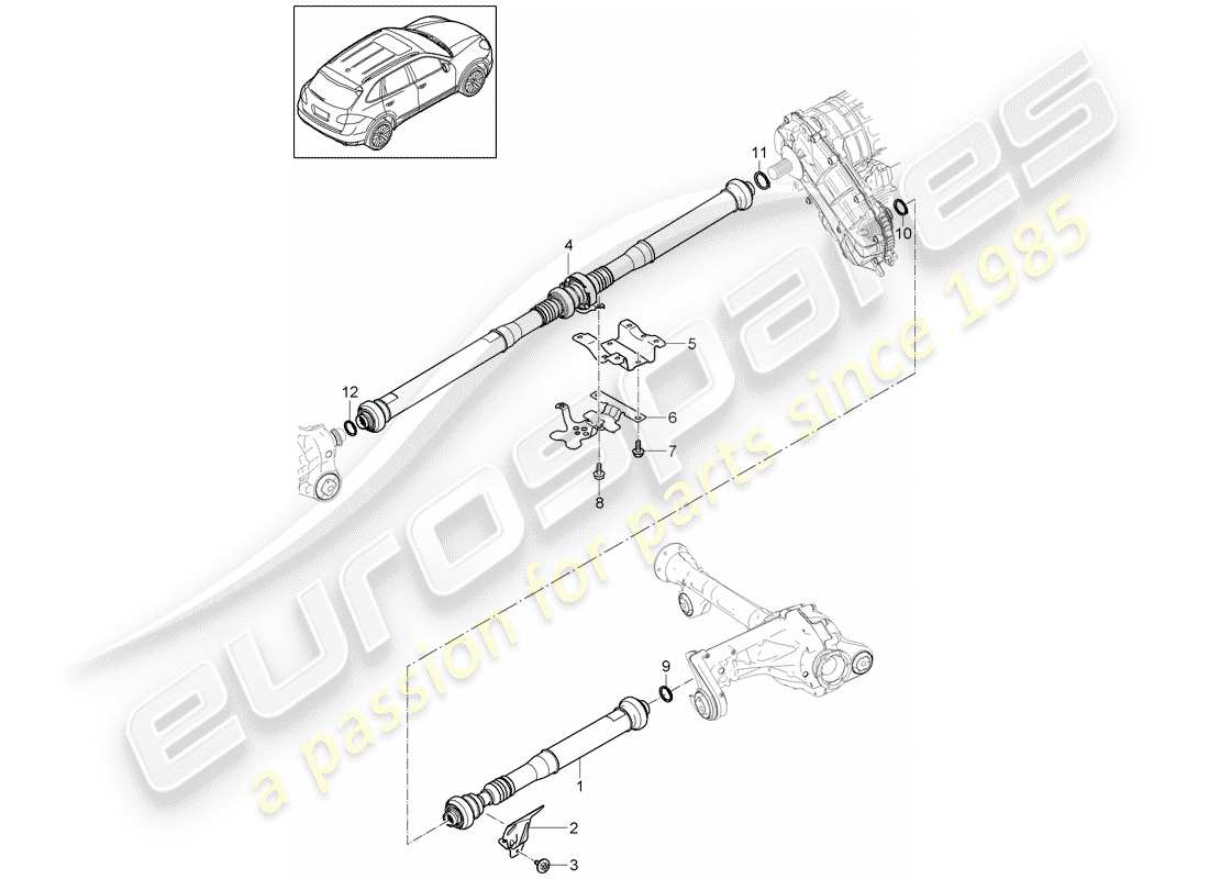 porsche 2017 (cayenne e2 92a) árbol de transmisión diagrama de piezas