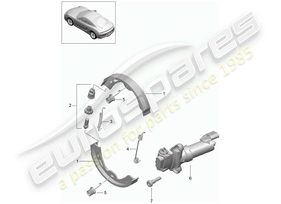 porsche 2016 (981 cayman) diagrama de piezas del freno de estacionamiento