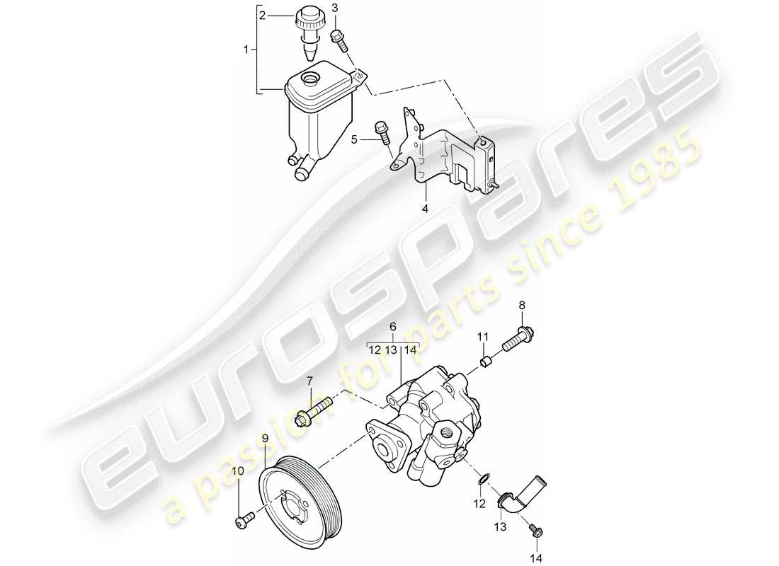 porsche 2006 (cayenne e1 9pa) dirección asistida diagrama de piezas