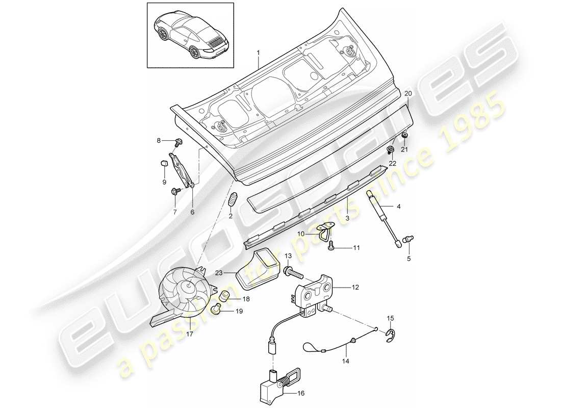 porsche 2010 (997-2) diagrama de piezas de la cubierta