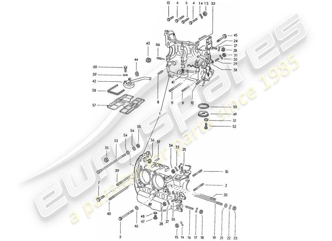 porsche 1972 (914) crankcase diagrama de piezas