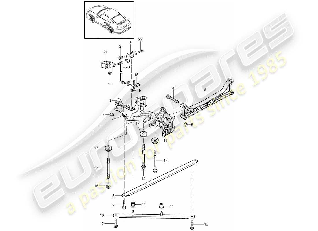 porsche 911 t/gt2rs (2011) diagrama de piezas del eje trasero