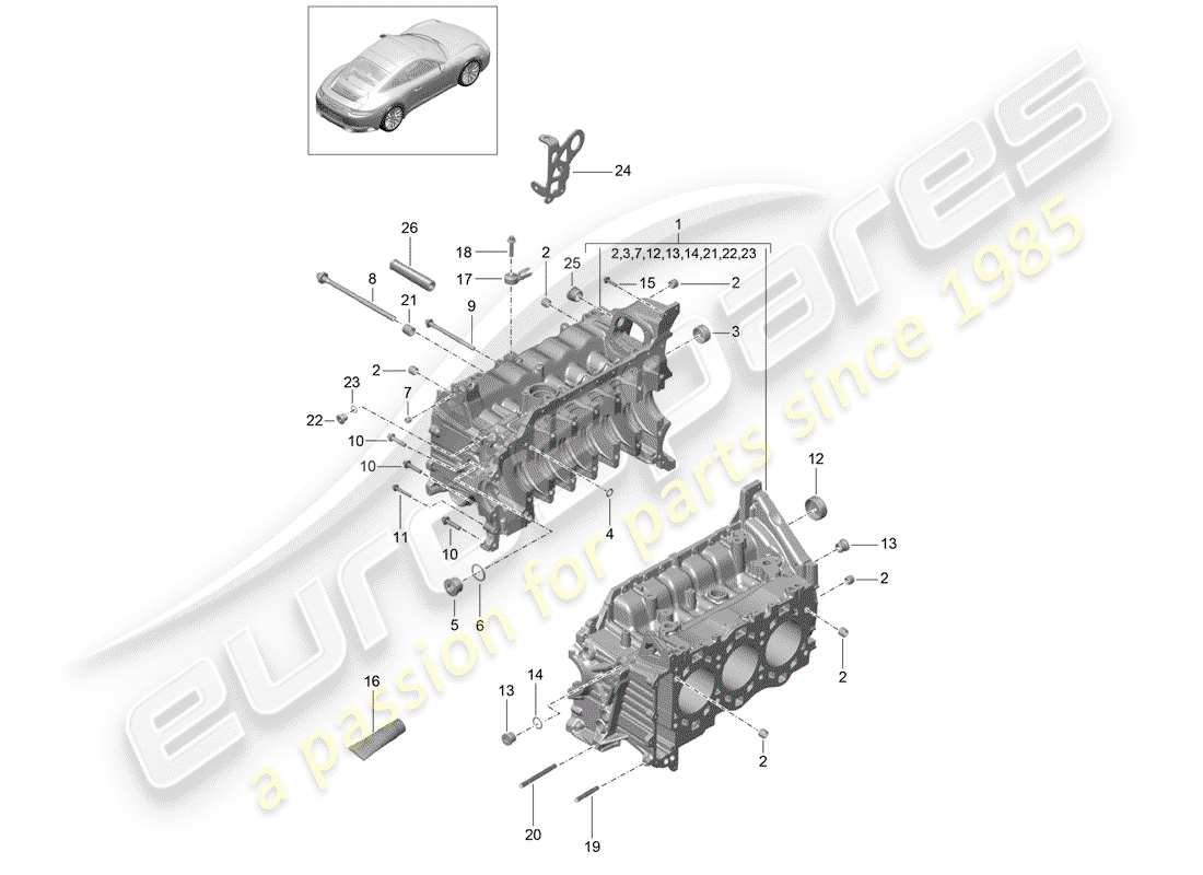 porsche 2017 (991-2) crankcase diagrama de piezas