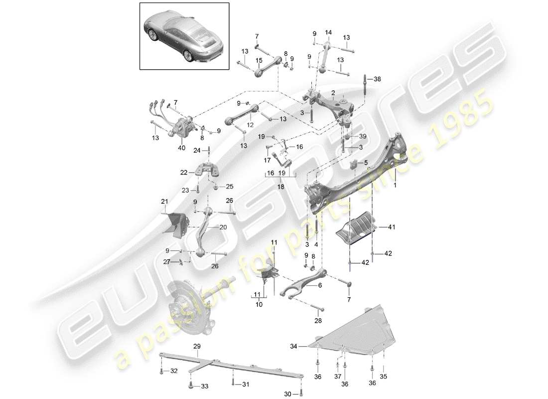 porsche 2017 (991-2) diagrama de piezas del eje trasero