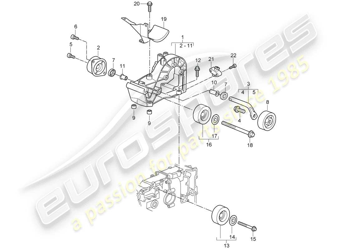 porsche 2005 (987 boxster) tensor de la correa diagrama de piezas