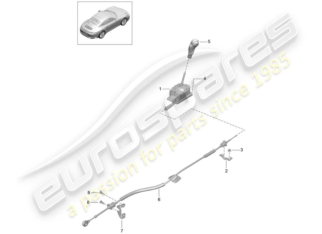 porsche 2017 (991-2) diagrama de piezas de la palanca selectora